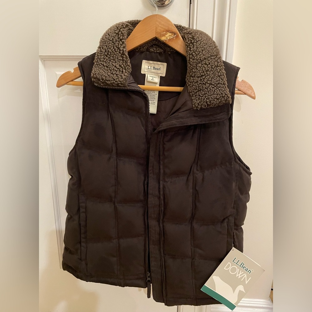 L.L. Bean women’s down vest in brown.